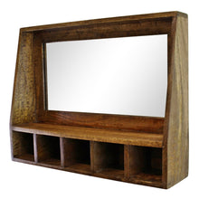 Load image into Gallery viewer, Mango Wood Wall Shelf With Mirror & Storage Slots