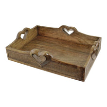 Load image into Gallery viewer, Set Of 2 Mango Wood Heart Detail Serving Trays