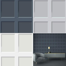 Load image into Gallery viewer, Heritage Wood 3D Effect Panel Wallpaper Debona Blue Grey White Wooden Panel