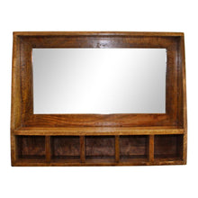 Load image into Gallery viewer, Mango Wood Wall Shelf With Mirror & Storage Slots
