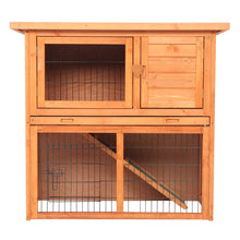 Load image into Gallery viewer, 36" Waterproof 2 Tiers Pet Rabbit Hutch Chicken Coop Cage Hen House Wood Color