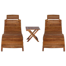 Load image into Gallery viewer, 3 Piece Sunlounger with Tea Table Solid Acacia Wood