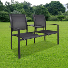 Load image into Gallery viewer, 2 Seater Garden Bench 131 cm Steel and Textilene Black