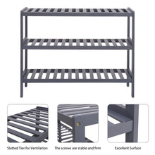 Load image into Gallery viewer, 100% Bamboo Shoe Rack Bench, Shoe Storage, 3-Layer Multi-Functional Cell Shelf, Can Be Used For Entrance Corridor, Bathroom, Living Room And Corridor 70 * 25 * 55 - Grey