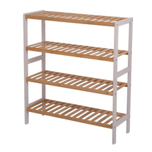 Load image into Gallery viewer, 100% Bamboo Shoe Rack Bench, Shoe Storage, 4-Layer Multi-Functional Cell Shelf, Can Be Used For Entrance Corridor, Bathroom, Living Room And Corridor 70 * 25 * 80 - Natural and White