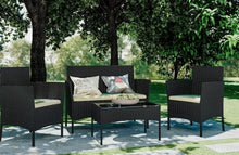 Load image into Gallery viewer, Black 4 Piece Rattan Garden Furniture Set