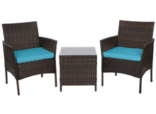 Load image into Gallery viewer, 3 PCS Rattan Wicker Furniture Set 2 Seater, PE Rattan Garden Patio Garden Furniture Bistro Set, Outdoor Seating Garden Chairs Set Of 2 with Coffee Table for Garden Patio Bistro Porch Balcony