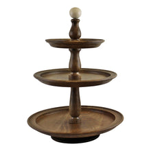 Load image into Gallery viewer, Country Cottage 3 Tier Mango Wood Cake Stand