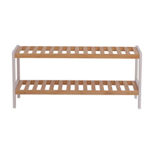 Load image into Gallery viewer, 100% Bamboo Shoe Rack Bench, Shoe Storage, 2-Layer Multi-Functional Cell Shelf, Can Be Used For Entrance Corridor, Bathroom, Living Room And Corridor 70 * 25 * 33 - Natural and White