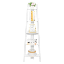 Load image into Gallery viewer, 5 Tier Corner Shelf Stand Wood Display Storage Home Furniture White
