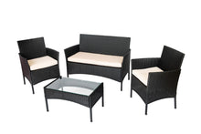 Load image into Gallery viewer, Rattan Garden Furniture Set Weather Resistant, Comfortable- 4 pcs Black