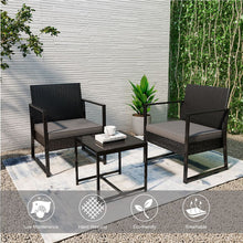Load image into Gallery viewer, Rattan Garden Furniture Set, 3 PCS Rattan Weaving Wicker Bistro Set Include 2 Armchairs with Cushion, 2 Cushion Cove, 1 Coffee Table for Garden, Balcony, Pool Side