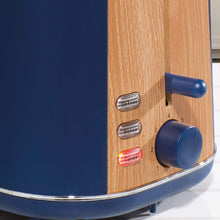 Load image into Gallery viewer, Daewoo Stockholm 2 Slice Blue Matte Finish Wood Effect Toaster 6 Time Settings