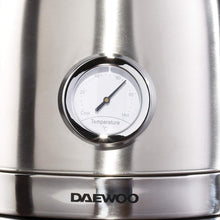 Load image into Gallery viewer, Daewoo Kingsbury 1.7L Stainless Steel Dial Kettle | 3kW | Removable & Washable Limescale Filter | Retro Dial Temperature Gauge | Auto & Manual Switch Off with LTD Indicator - Silver