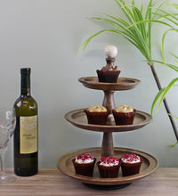 Load image into Gallery viewer, Country Cottage 3 Tier Mango Wood Cake Stand