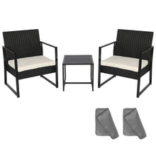 Load image into Gallery viewer, Rattan Garden Furniture Set, 3 PCS Rattan Weaving Wicker Bistro Set Include 2 Armchairs with Cushion, 2 Cushion Cove, 1 Coffee Table for Garden, Balcony, Pool Side
