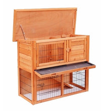Load image into Gallery viewer, 36" Waterproof 2 Tiers Pet Rabbit Hutch Chicken Coop Cage Hen House Wood Color