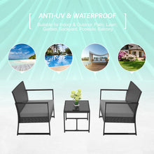 Load image into Gallery viewer, Rattan Garden Furniture Set, 3 PCS Rattan Weaving Wicker Bistro Set Include 2 Armchairs with Cushion, 2 Cushion Cove, 1 Coffee Table for Garden, Balcony, Pool Side