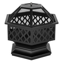 Load image into Gallery viewer, 24" Hexagonal Shaped Iron Brazier Wood Burning Fire Pit Decoration for Backyard Poolside