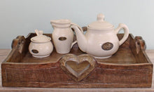 Load image into Gallery viewer, Set Of 2 Mango Wood Heart Detail Serving Trays