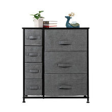 Load image into Gallery viewer, Dresser With 7 Drawers - Furniture Storage Tower Unit For Bedroom, Hallway, Closet, Office Organization - Steel Frame, Wood Top, Easy Pull Fabric Bins, Grey