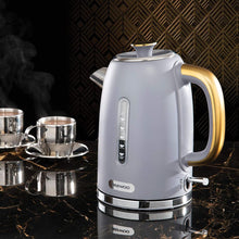 Load image into Gallery viewer, Daewoo Astoria Stainless Steel Lid Opening and Auto/Manual Switch Off Options (220-240V) Boil Dry Protection and Cord Storage, Timeless Design for Any Kitchen, 1.7L Kettle (Grey)