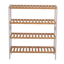 Load image into Gallery viewer, 100% Bamboo Shoe Rack Bench, Shoe Storage, 4-Layer Multi-Functional Cell Shelf, Can Be Used For Entrance Corridor, Bathroom, Living Room And Corridor 70 * 25 * 80 - Natural and White
