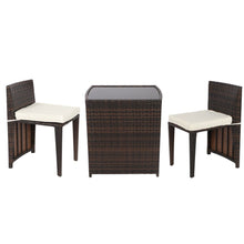 Load image into Gallery viewer, 3 PCS Rattan Bistro Set, Garden Furniture Set 2 Seater, PE Rattan Garden Patio Furniture Set, Outdoor Seating Garden Chairs for 2 with Coffee Table for Garden Patio Bistro Porch Balcony