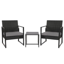 Load image into Gallery viewer, Rattan Garden Furniture Set, 3 PCS Rattan Weaving Wicker Bistro Set Include 2 Armchairs with Cushion, 2 Cushion Cove, 1 Coffee Table for Garden, Balcony, Pool Side