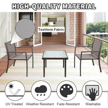 Load image into Gallery viewer, Brown Garden Furniture Set 2 Seater, Indoor Outdoor 3 Piece set Patio Furniture Set, Garden Table and Chairs, 2 ArmChairs + Glass Coffee Table Suitable for Patio Backyard Poolside