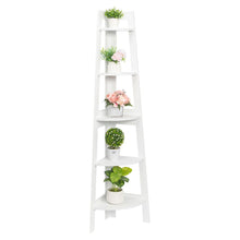Load image into Gallery viewer, 5 Tier Corner Shelf Stand Wood Display Storage Home Furniture White