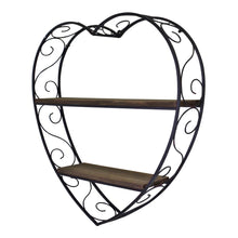 Load image into Gallery viewer, Scroll Design Heart Shaped Metal & Wood Shelf Unit