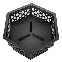 Load image into Gallery viewer, 24" Hexagonal Shaped Iron Brazier Wood Burning Fire Pit Decoration for Backyard Poolside