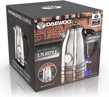 Load image into Gallery viewer, Daewoo Kingsbury 1.7L Stainless Steel Dial Kettle | 3kW | Removable & Washable Limescale Filter | Retro Dial Temperature Gauge | Auto & Manual Switch Off with LTD Indicator - Silver
