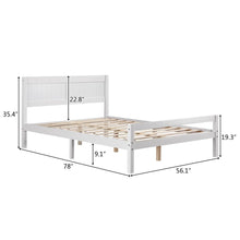 Load image into Gallery viewer, Vertical Board Bed Head Horizontal Bar Bed End Solid Wood Bed White 4FT6