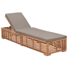 Load image into Gallery viewer, Solid Teak Wood Sun Lounger with Cushion Furniture Cream/Dark Gray
