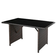 Load image into Gallery viewer, 9-Seater Rattan Furniture Outdoor Sofa Dining Table With Free Rain Cover Black Silk Screen Glass Beige Sofa Cover (UK Flame Retardant Material) Brown Gradient Rattan Rattan Multi-Piece Cover