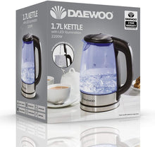 Load image into Gallery viewer, Daewoo Electric Iluminated Glass Body Kettle Hot Water Boiler Auto Shut-off