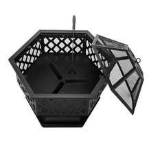 Load image into Gallery viewer, 24" Hexagonal Shaped Iron Brazier Wood Burning Fire Pit Decoration for Backyard Poolside