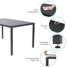 Load image into Gallery viewer, Garden Dining Table, Modern Rectangular Glass Dining Table, Black Glass Dining Table for Dining Room Kitchen Furniture