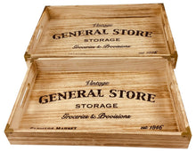 Load image into Gallery viewer, Set of 2 Solid Wood Trays 45cm