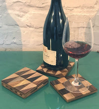Load image into Gallery viewer, Set/4 Assorted Wood Inlay Coasters