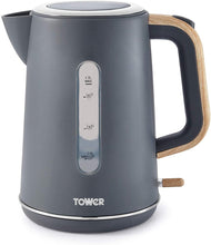 Load image into Gallery viewer, Tower Scandi Cordless Rapid Boil Kettle 1.7L 3000w Grey/Wood Accents