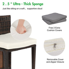 Load image into Gallery viewer, 3 PCS Rattan Bistro Set, Garden Furniture Set 2 Seater, PE Rattan Garden Patio Furniture Set, Outdoor Seating Garden Chairs for 2 with Coffee Table for Garden Patio Bistro Porch Balcony