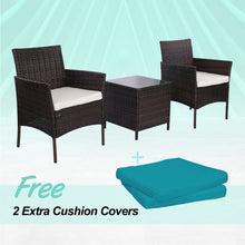 Load image into Gallery viewer, 3 PCS Rattan Wicker Furniture Set 2 Seater, PE Rattan Garden Patio Garden Furniture Bistro Set, Outdoor Seating Garden Chairs Set Of 2 with Coffee Table for Garden Patio Bistro Porch Balcony