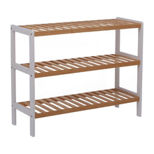Load image into Gallery viewer, 100% Bamboo Shoe Rack Bench, Shoe Storage, 3-Layer Multi-Functional Cell Shelf, Can Be Used For Entrance Corridor, Bathroom, Living Room And Corridor 70 * 25 * 55 - Natural and White