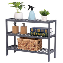 Load image into Gallery viewer, 100% Bamboo Shoe Rack Bench, Shoe Storage, 3-Layer Multi-Functional Cell Shelf, Can Be Used For Entrance Corridor, Bathroom, Living Room And Corridor 70 * 25 * 55 - Grey