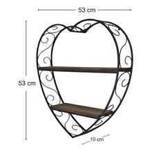Load image into Gallery viewer, Scroll Design Heart Shaped Metal & Wood Shelf Unit