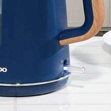 Load image into Gallery viewer, Daewoo Stockholm 1.7L Cordless Kettle Wood Effect Handle | On/Off Switch with Light Indicator | Matte Finish Plastic Body with Chrome Detail | Otter Control | Cordless Design | 1850-2200W - Navy Blue