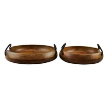 Load image into Gallery viewer, Set Of 2 Mango Wood Bowls With Metal Handles